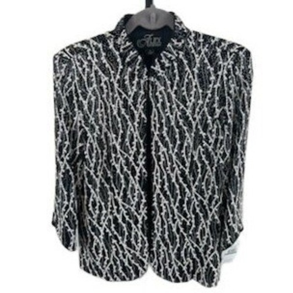 New‎ Alex Evenings Women's Size Large Black White Twinset 2 Piece Jacket Top Set